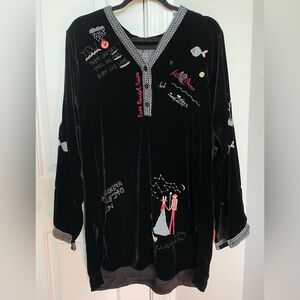 Johnny Was Black Embroidered Tunic with Colorful Accents